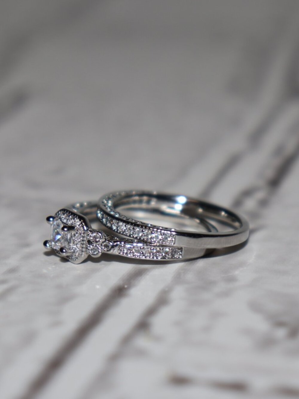 š¤āØ Silver Round Solitaire Bridal Set Ā· Size 9.5 Ā· NWOT - Picture 3 of 5